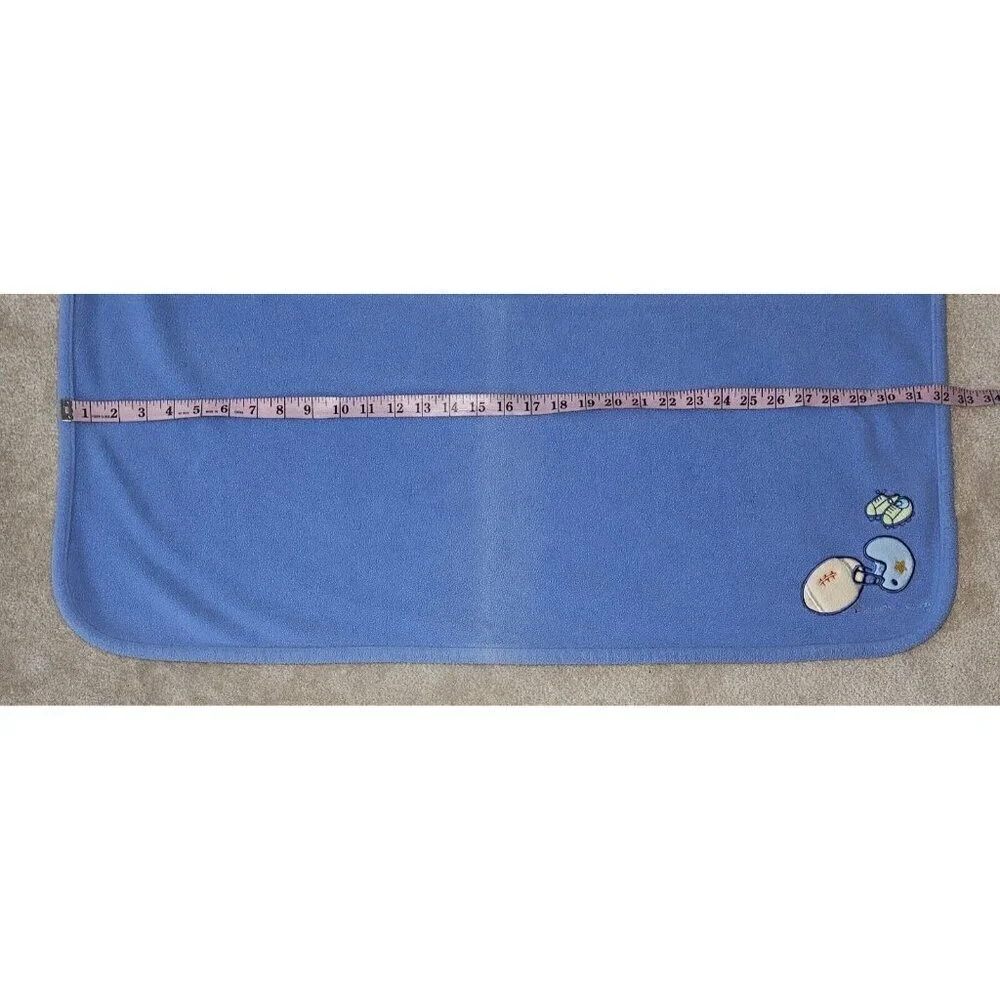 Carter's Just One Year Blue Fleece Baby Blanket Little Athlete Football READ